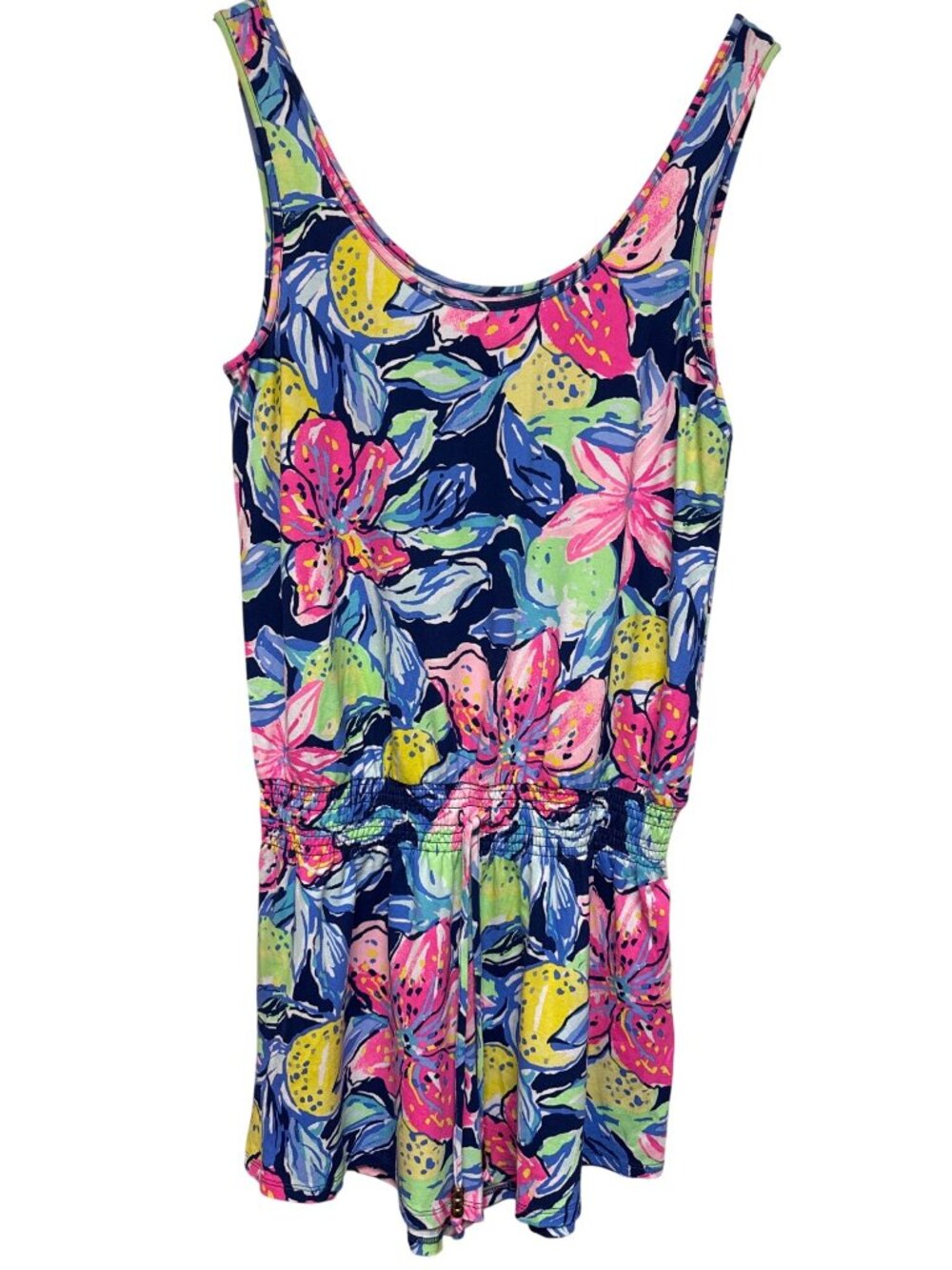 Lilly Pulitzer Tala Romper Nauti Navy Capri Soleil Blue PInk Small NWT Tropical - Picture 2 of 11